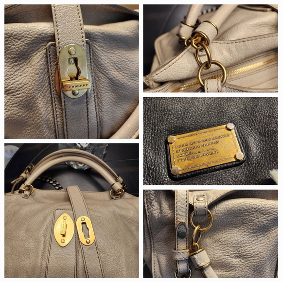 BURBERRY Beige Pebble Grain Leather Zip & Turn lock Satchel - Picture 12 of 16